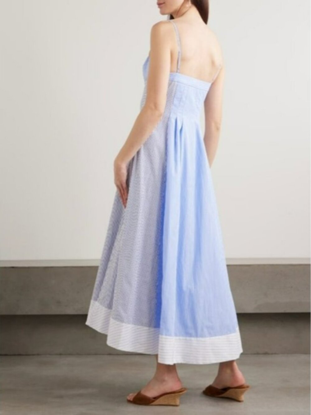 SIMKHAI Chamberlain paneled striped cotton-poplin midi dress - Picture 2 of 10